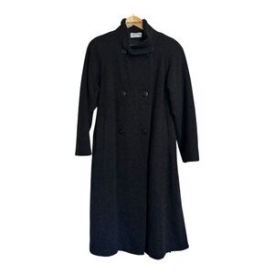 VTG J.G Hook Wool Charcoal Gray Long Pea Coat Womens Size XL Double Breasted